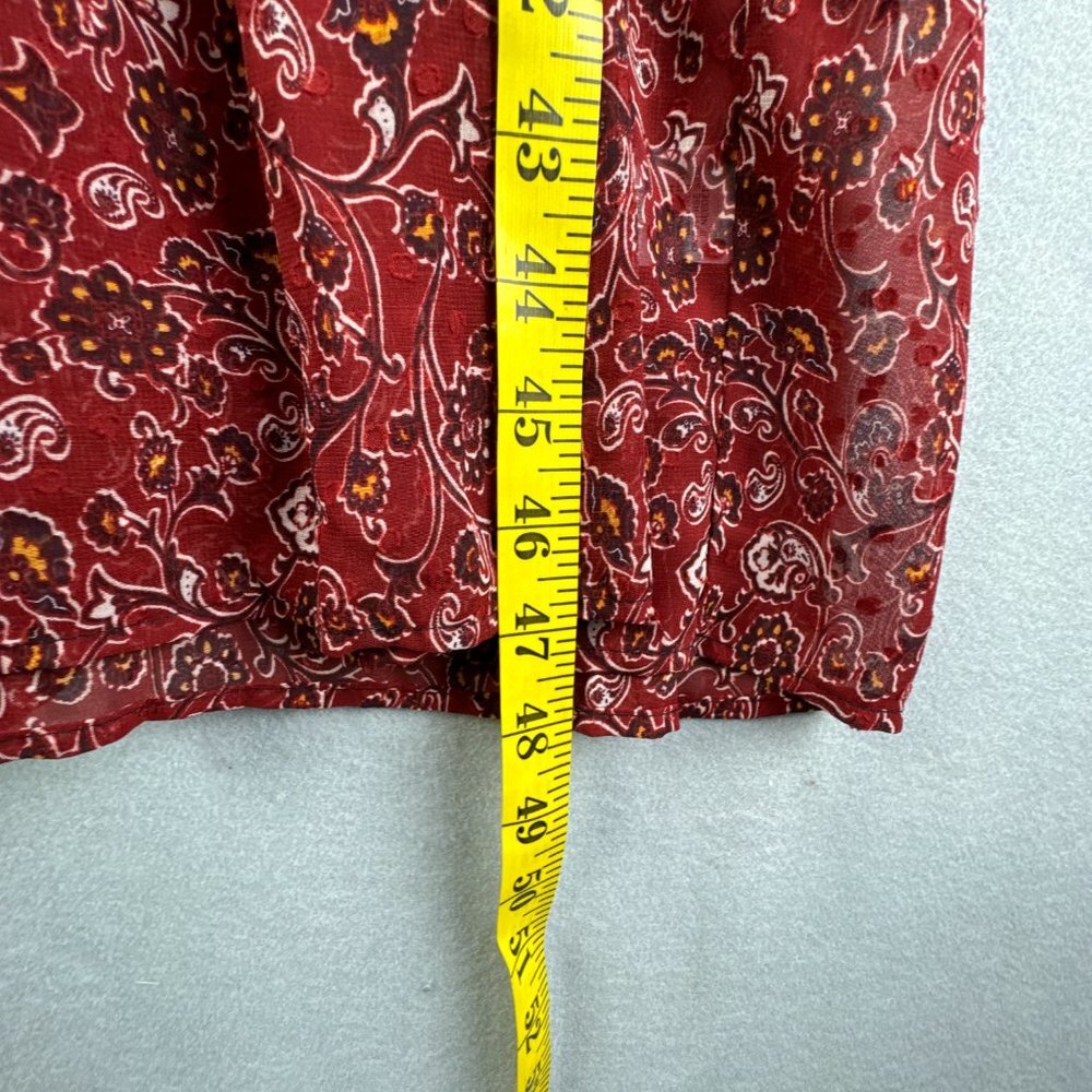 Fig & Flower Dress Womens Large Red Black Pullover Paisley Boho Shirring Tiered - Picture 9 of 15
